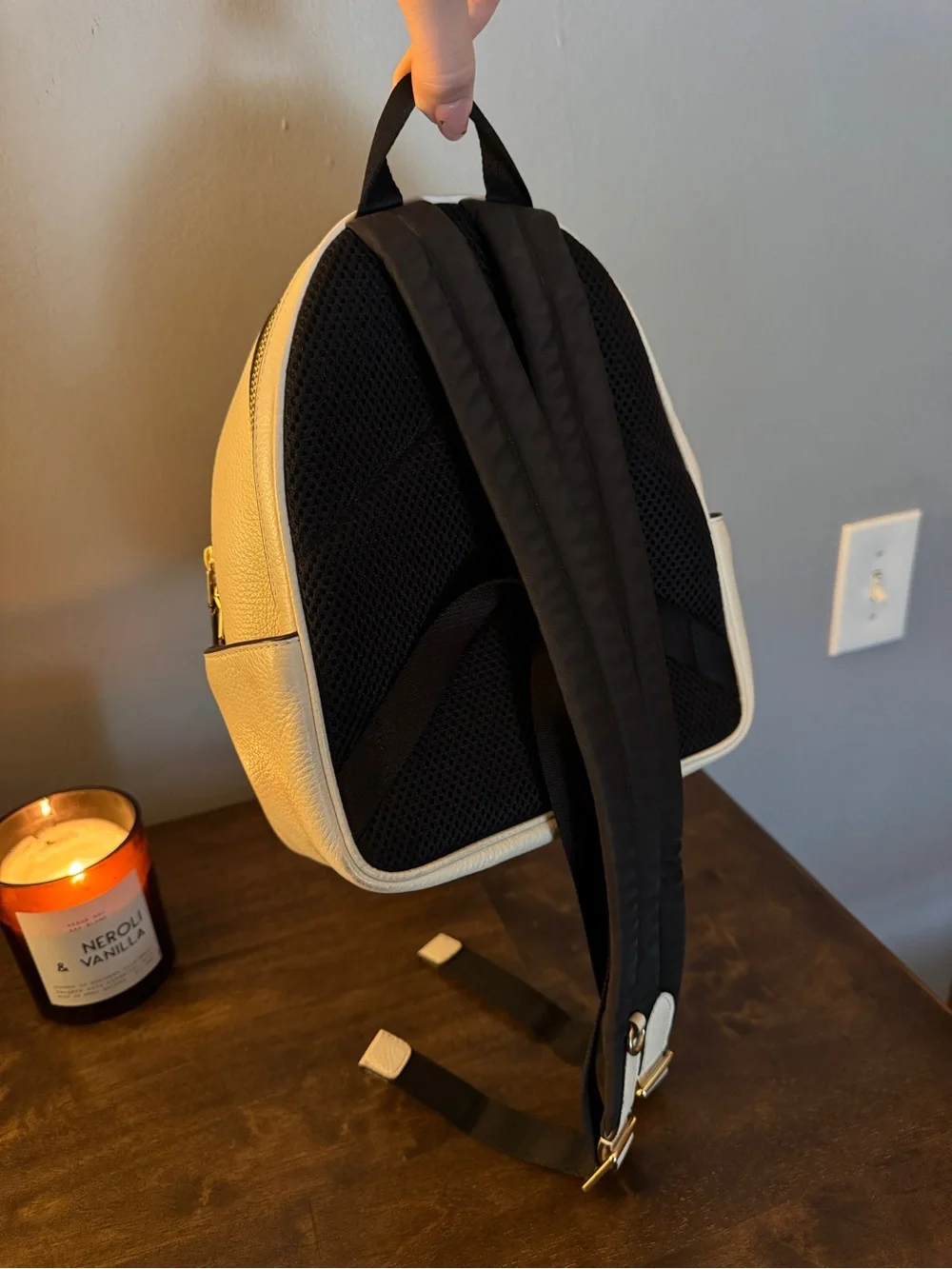Coach Cream Pebbled Leather Mini Backpack with Gold Hardware